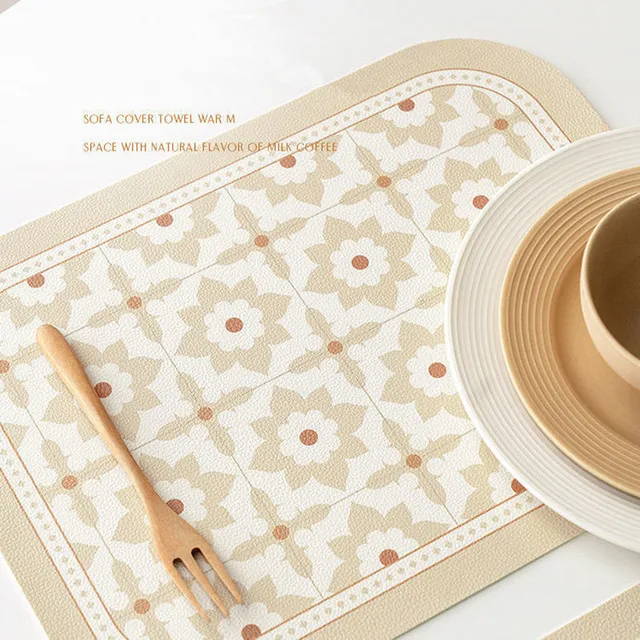 Retro Skandináv Bőr Asztal Szőnyeg Egyszerű Pu Placemat Vízálló Olajálló Hőszigetelt Szőnyeglemez-Tál Anti-Heat Pad Asztali Dekoráció - Image 4