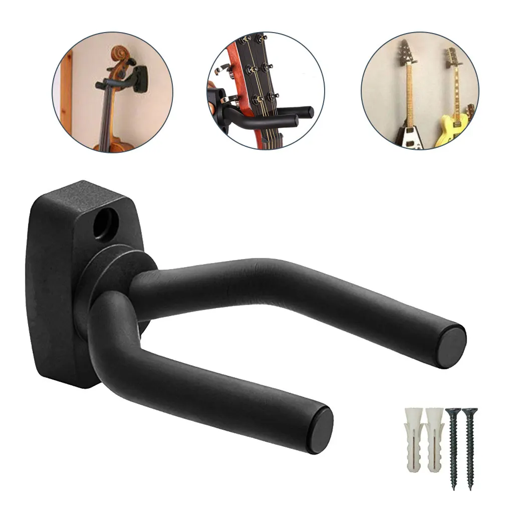 

Guitar Hanger Guitar Wall Mount Holder Hook Stand Wall Hangers Stands for Acoustic Electric Bass Classical Ukulele Guitars-Black