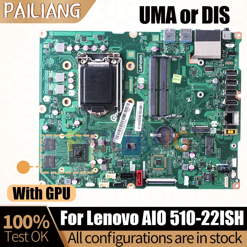 

For Lenovo AIO 510-22ISH Notebook Mainboard Laptop LA-D952P 11S00UW364ZZZ 00UW359 SR2CA All-in-one Motherboard Full Tested