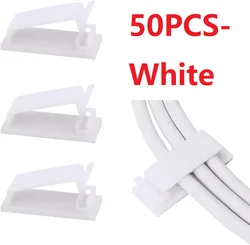 Self-Adhesive Cable Management Clips - Cord Organizer and Wire Holder (50PCS-White)