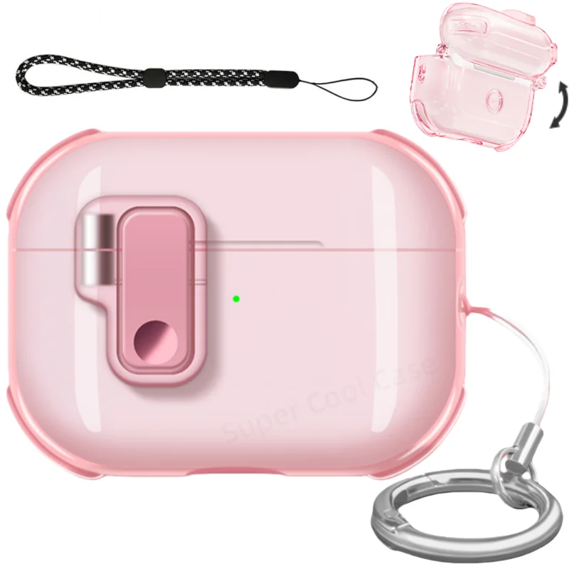 Transparent TPU Earphone Case with Secure Lock and Lanyard