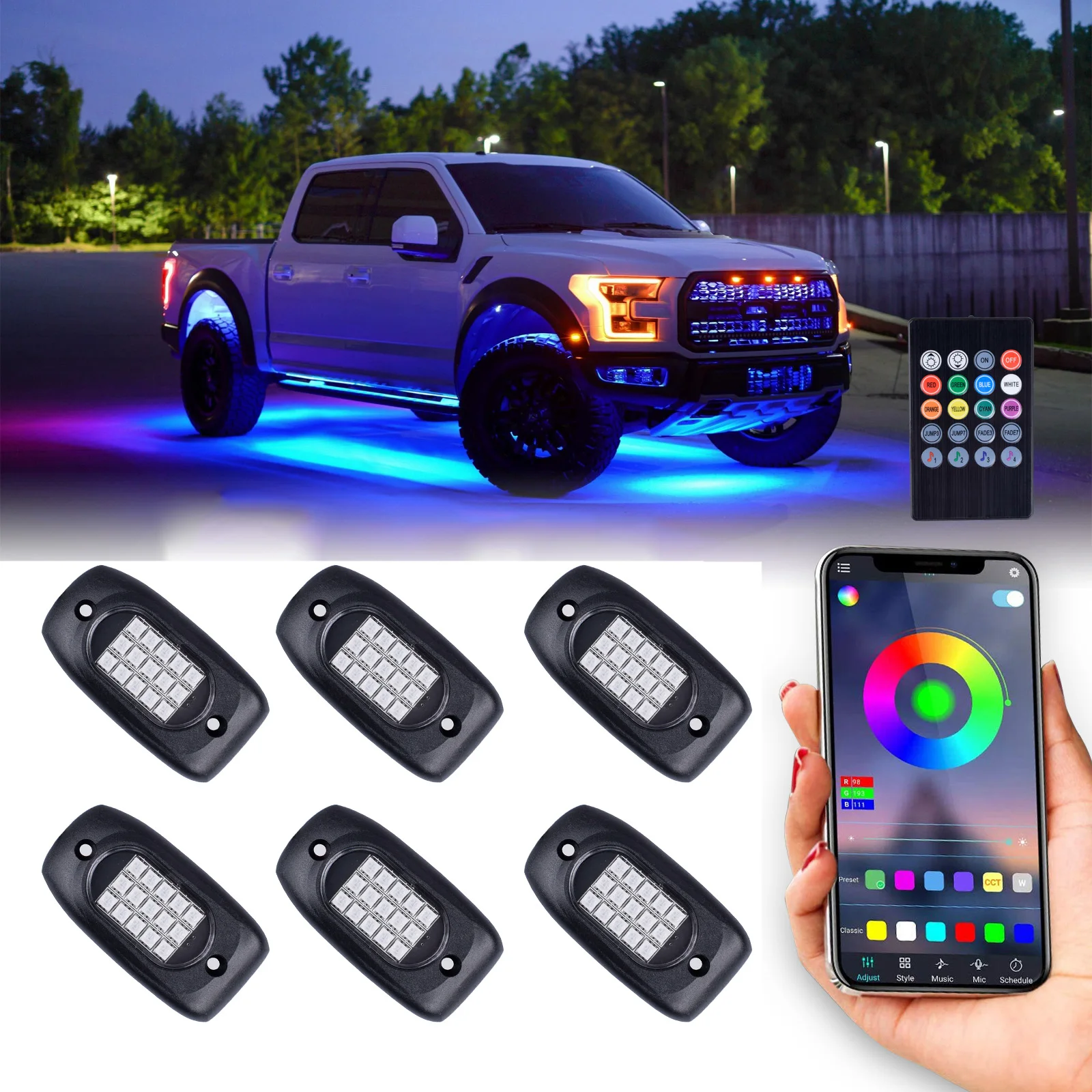 Rock Lights White 8x White LED Rock Lights Kit - Off Road Underglow Wheel Well Lighting 553747