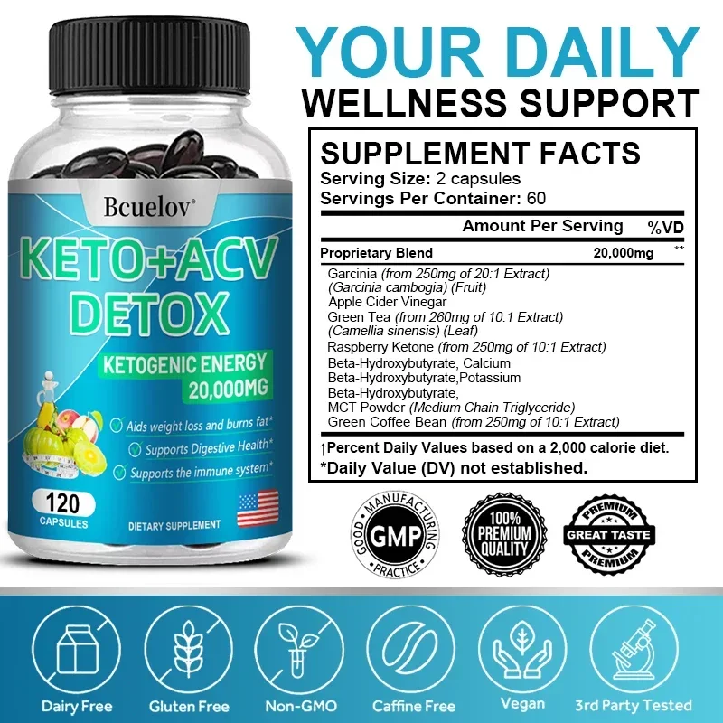 Keto + ACV Detox-20,000 mg Apple Cider Vinegar for Digestion, Detoxification, Weight Management and Fat Burning