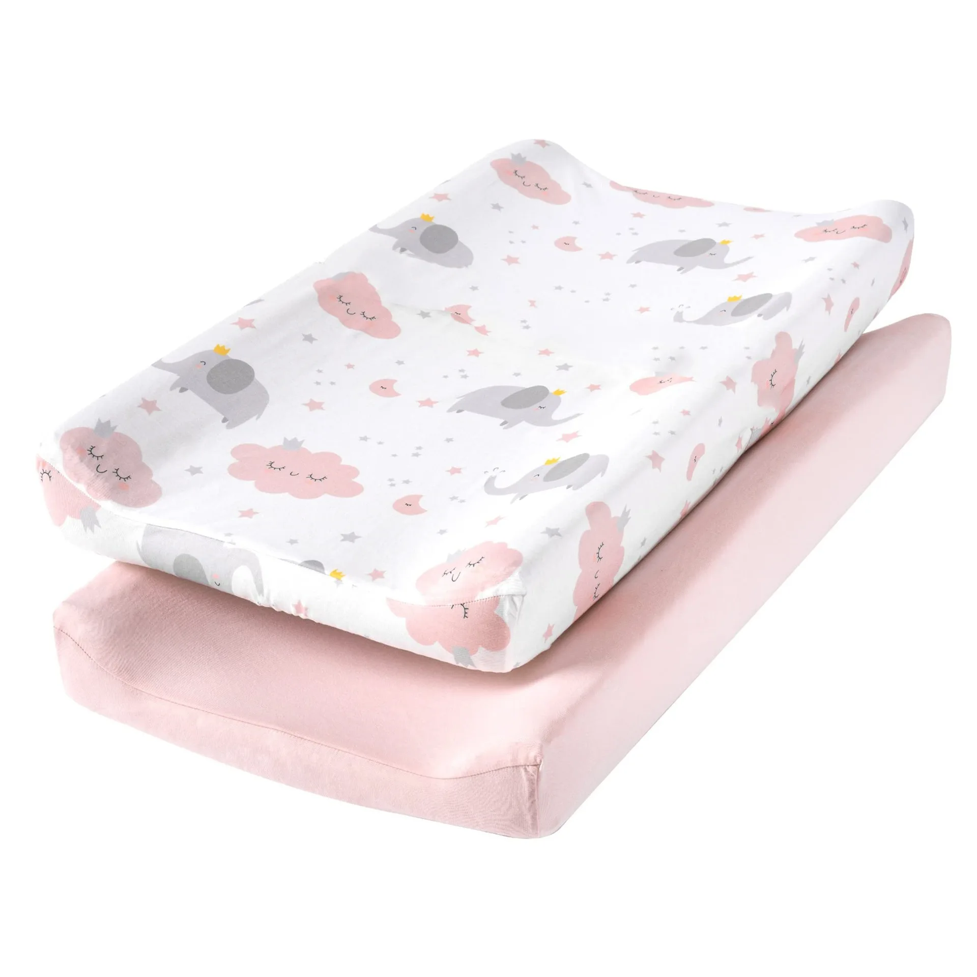 2pcs Fitted Crib Sheet Set Soft Rayon Cotton Baby Changing Pad Cover Newborn Nursery Bedding for Infant Crib Mattress Protector