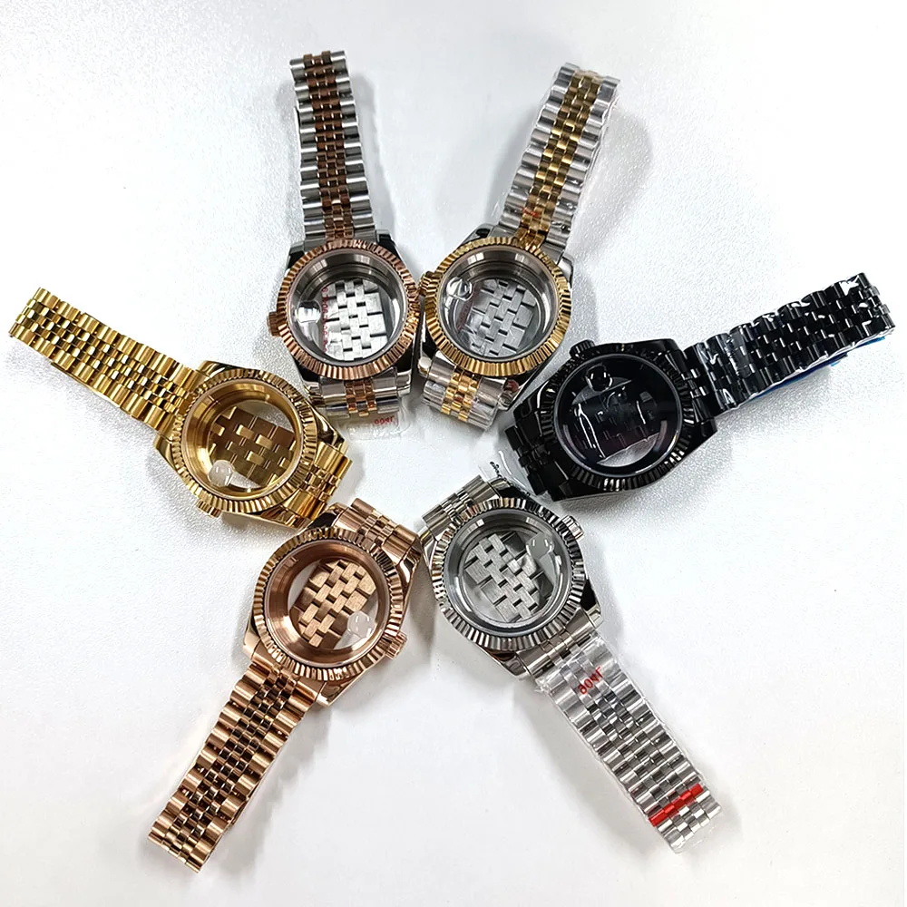 Sapphire Glass Transparent Back Watch Case in Gold, Black, Silver, Rose Gold