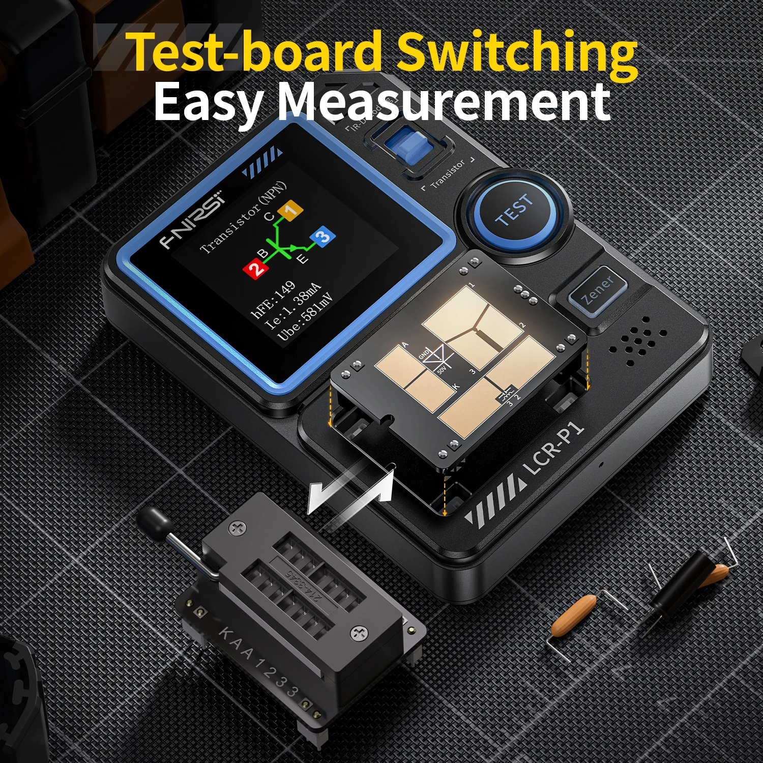 FNIRSI LCR-P1 Transistor Tester Multimeter Diode Triode ESR NPN PNP MOSFET SMD Capacitance Resistance Multifunction Tester 4