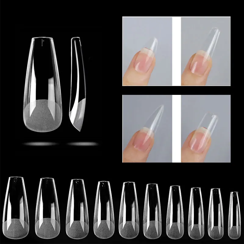 

240Pcs Artificial Nails Gel X Tips Coffin Square Almond Full Cover Fake Nail Press On Nail Extension False Nails Tips