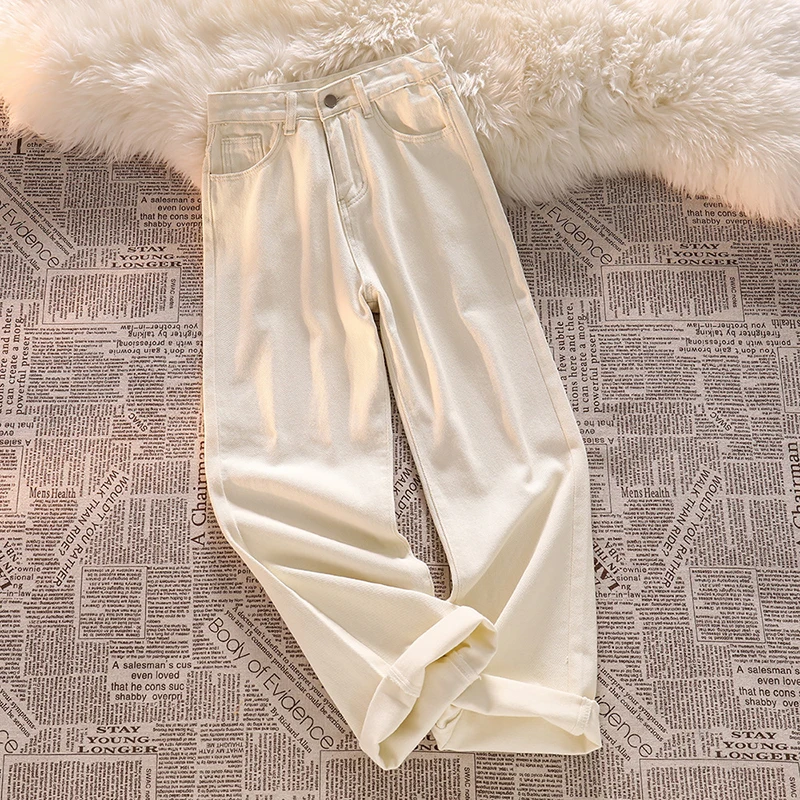 

High Waist Women Jeans Summer Casual All Match Loose Wide Leg Pants Y2K Korean Fashion Student Denim Trousers New