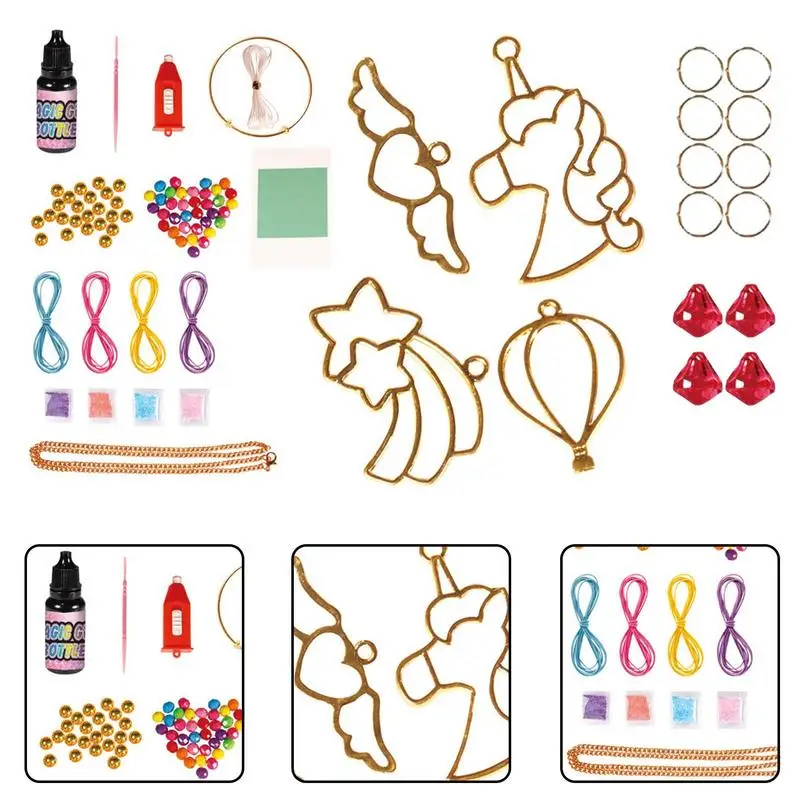 1 Set Mixed Style Pendants Kits Hollow Glue Blank Pendant Base Set For DIY Necklace Keychain Jewelry Making Metal Frame Ornament