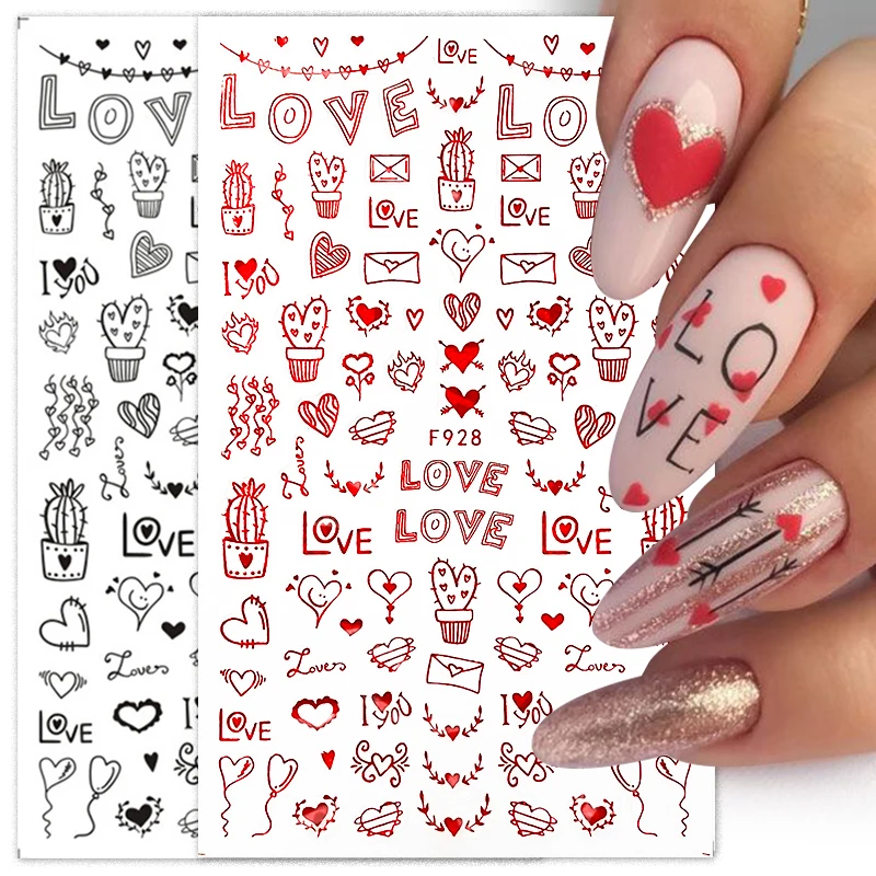 Valentine Nail Art Hearts Nail Stickers