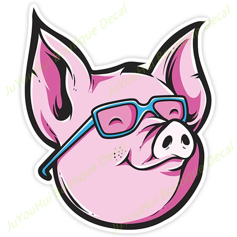 

FUYOOHI Exterior Accessories Decal Pig with Glasses Car Sticker Waterproof PVC Decals on Bumper Rear Window Laptop Refrigerator
