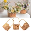 Hand Made Flower Basket Portable Handle  Basktes Organizer  Wicker Rattan Storage Box Kitchen Outdoor Pincnic Food Basket 1