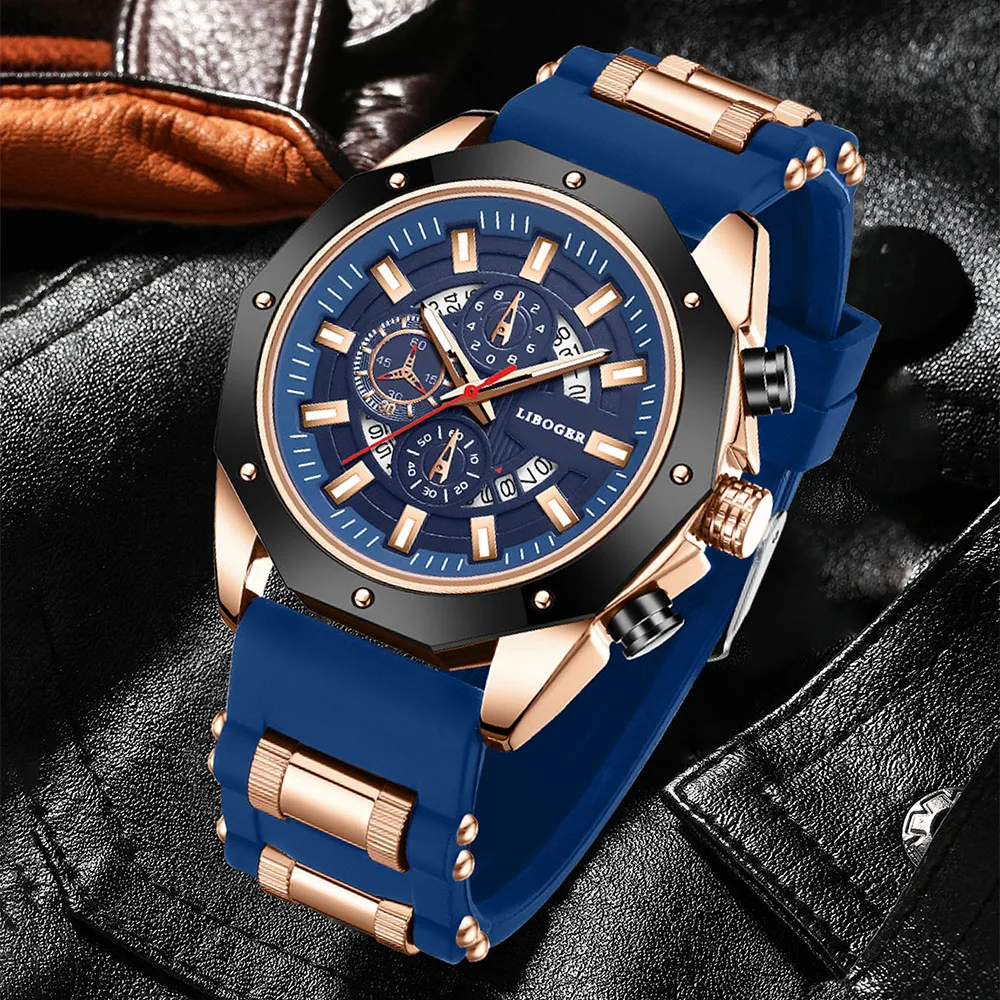 2PCS Men's Watch Set Business Fashion Classic Three Eye Quartz Watch Set Suitable for Business Event Clothing Matching 5
