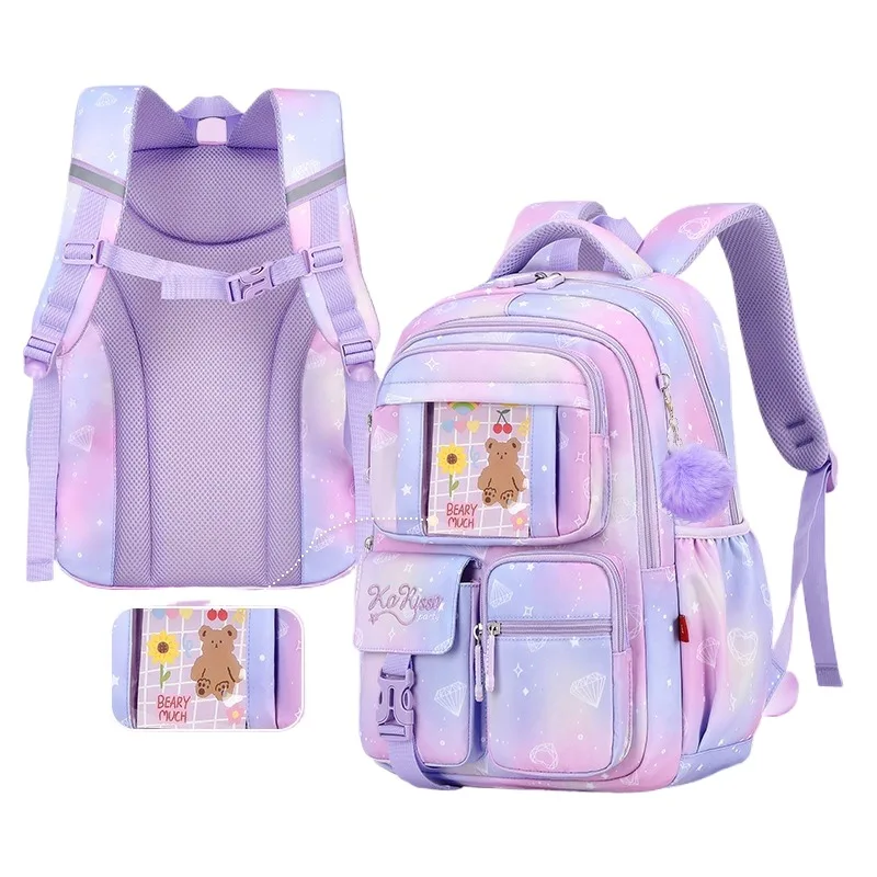 New Pink Princess Primary School Bag Children's Backpack Girls Lightweight Large Capacity Spine Protective Backpack for Students