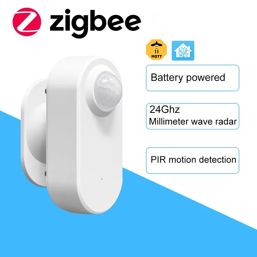 Pir Motion Sensor Human Presence Sensor Motion Sensor Infrared Detector Sensor Tuya Zigbee Human Presence+ PIR Motion Detection Sensor Luminance Detector Battery Powered Support Zigbee2mqtt Home Assistant