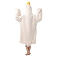New Thicken Coral Fleece Hooded Robe Big Goose Nightgown Funny Goose Couple Cute Cartoon Sleepwear Cosplay Duck Home Clothes - Image 4