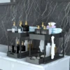 Durable Multipurpose  Organizer Rack - Stylish Black Shelving Unit for Bathroom, Kitchen & Under Sink Use - Effortless Spice Bot 1
