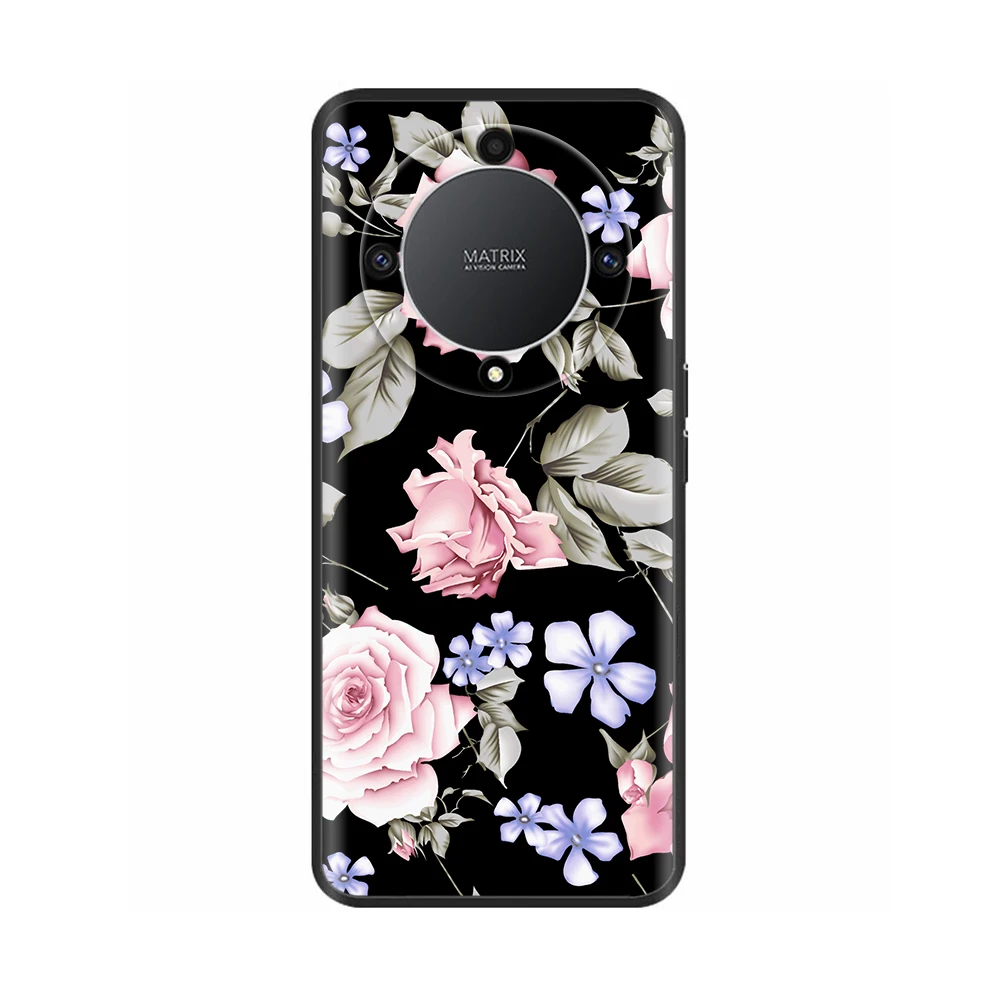 Elegant Floral Silicone Case for Honor X9a - 6.67 Protective Phone Cover