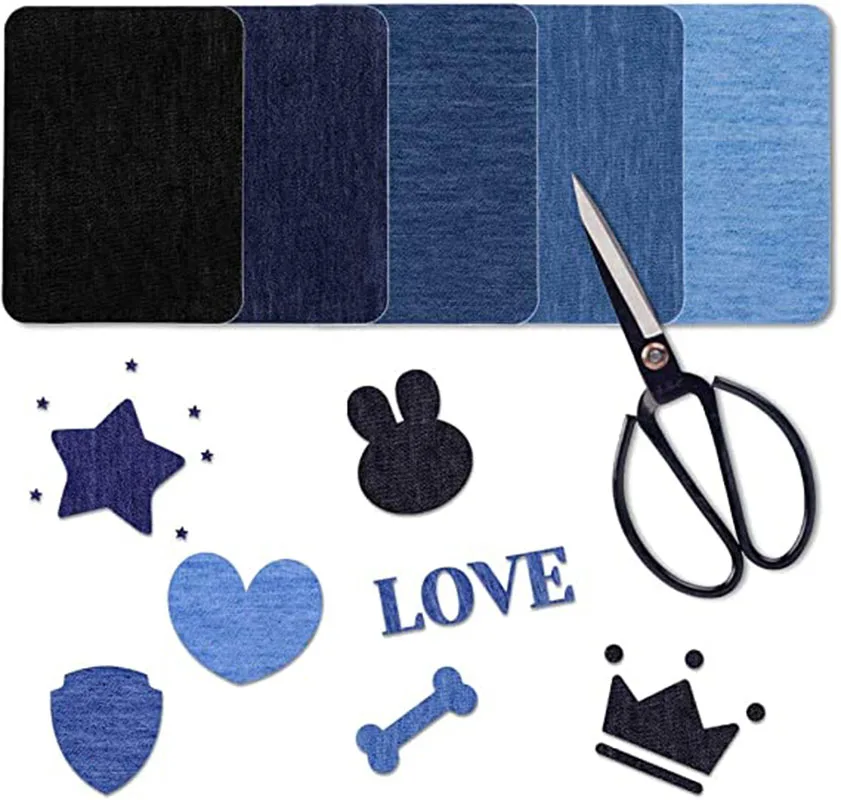 Description Picture 3 of item5Pcs Quality Denim Patch Iron on Jean Patches Self Adhesive Patches Clothing Repair Jeans Kit Jacket DIY Sewing Fabric Decor