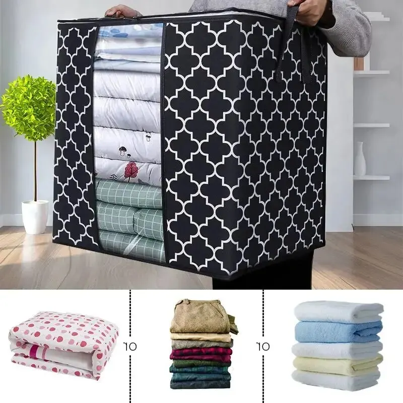 Clothes Storage Bag Foldable With Handle And Zipper Dustproof Waterproof Large Capacity