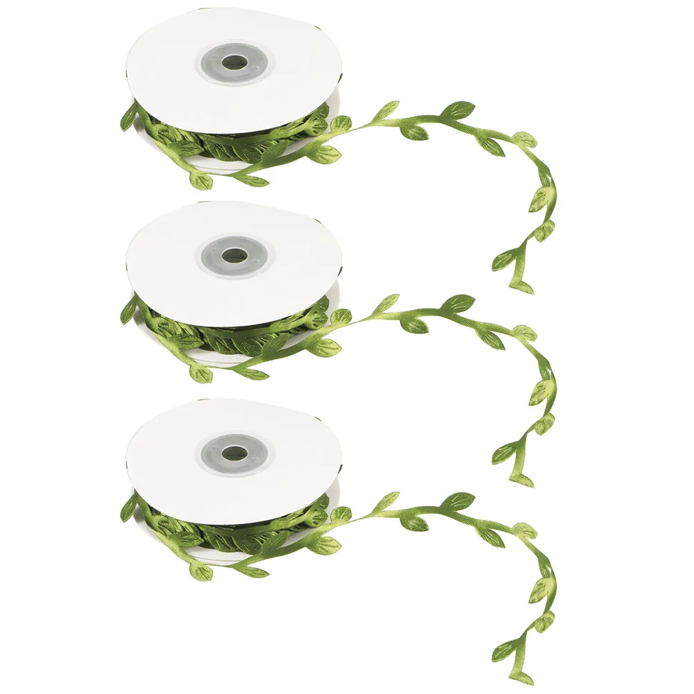 

3 Roll Artificial Leaves Vine DIY Kindergarten Craft Wedding Decoration AccessorySilver