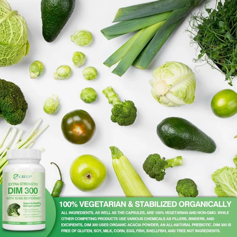 DIM 300 Mg Organic Broccoli-Helps Reduce Acne and Promote Prostate Health