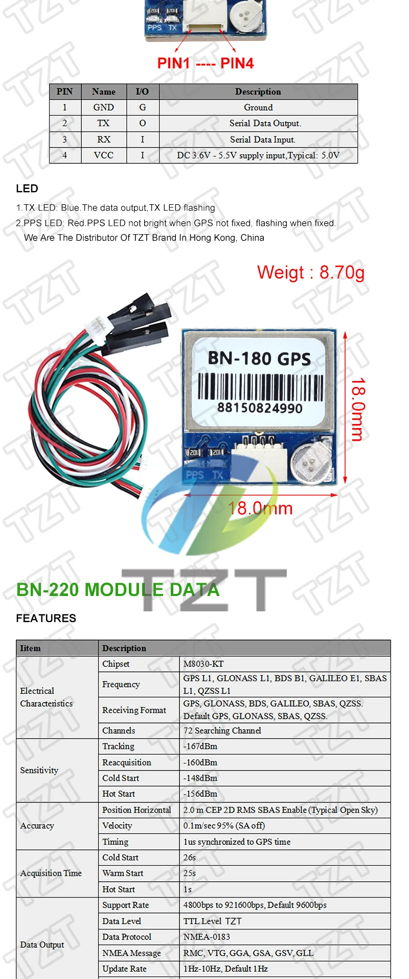 BN220 BN180 BN-880 Modul 3,0 V-5,0 V Dual-Modul-Antenne Eingebauter FLASH BN-220 BN880 – Detail 2
