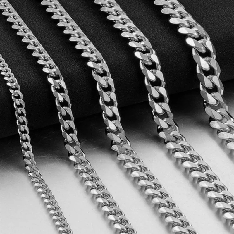 Width 5/7/9MM Hiphop Cuban Link Stainless Steel Chains Necklace For Men Basic Simple Rapper's Choker Fashion Jewelry Accessories_voghion.com