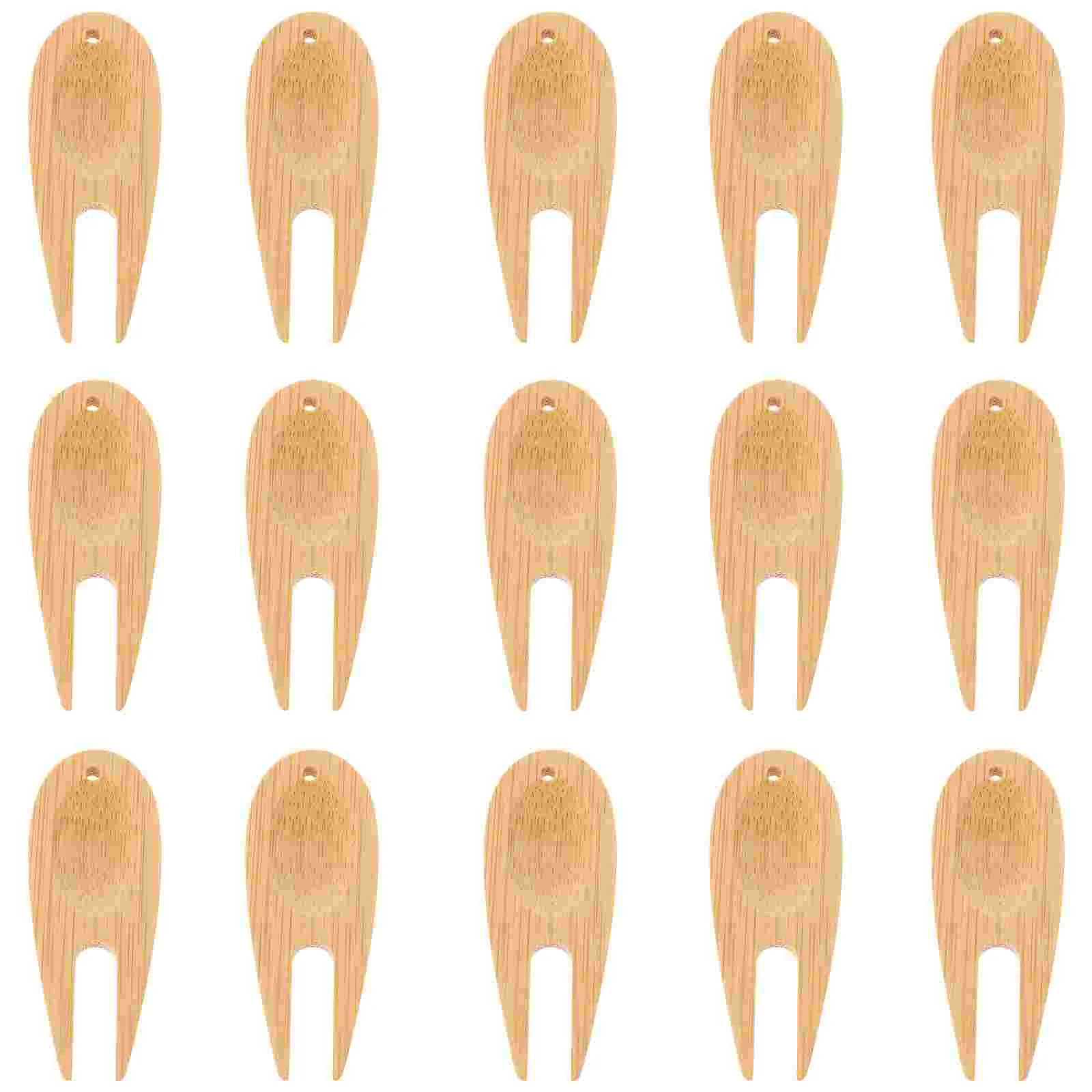 

15 Pcs Green Bamboo Fork Portable Divot Marker Stencil Spit Forks Fixing Repair Golfs Accessories Mini Man