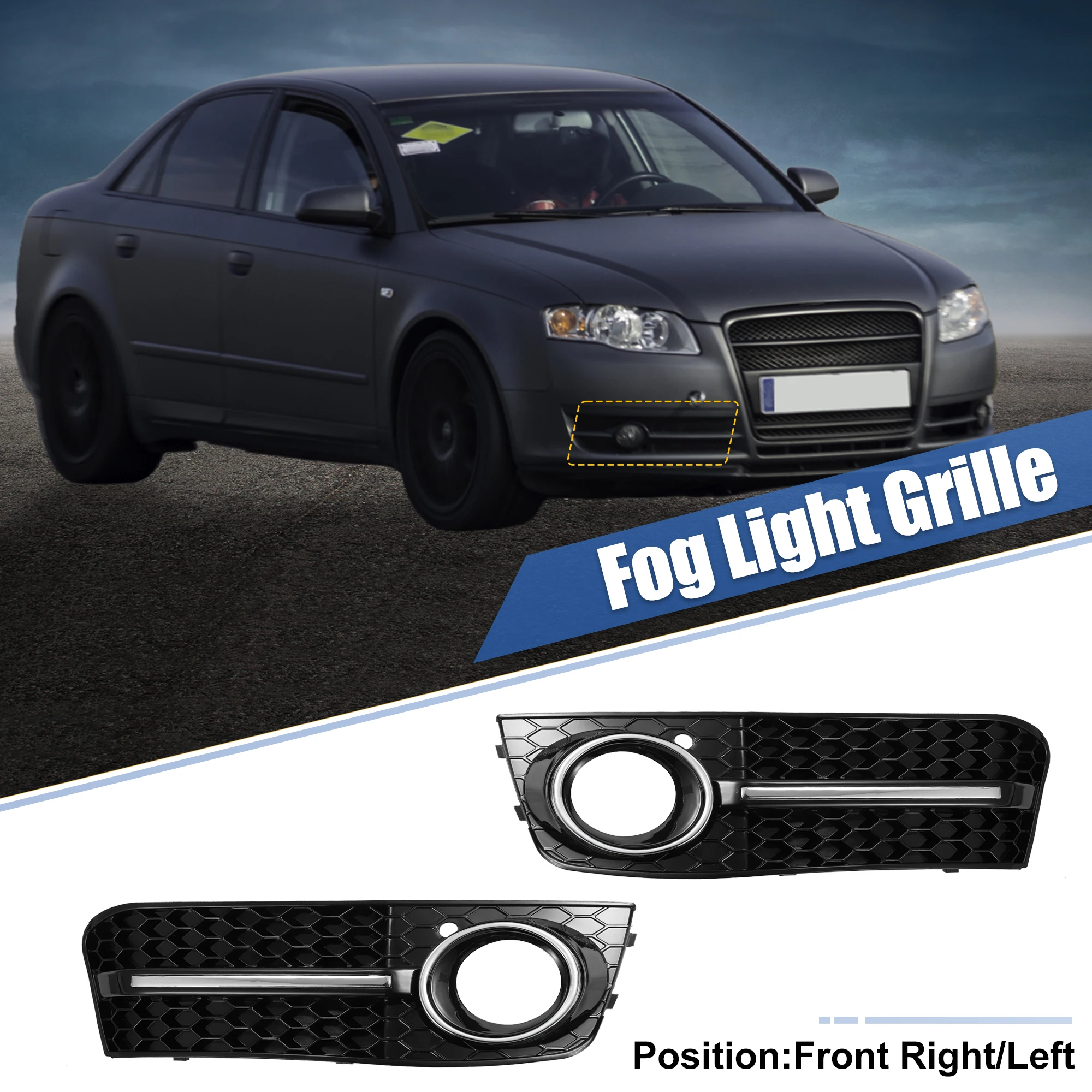 

Uxcell 1 Pair Front Right/Left Fog Light Grille Cover Trim Fog Lamp Grille for Audi A4 B8 Standard Front Bumper
