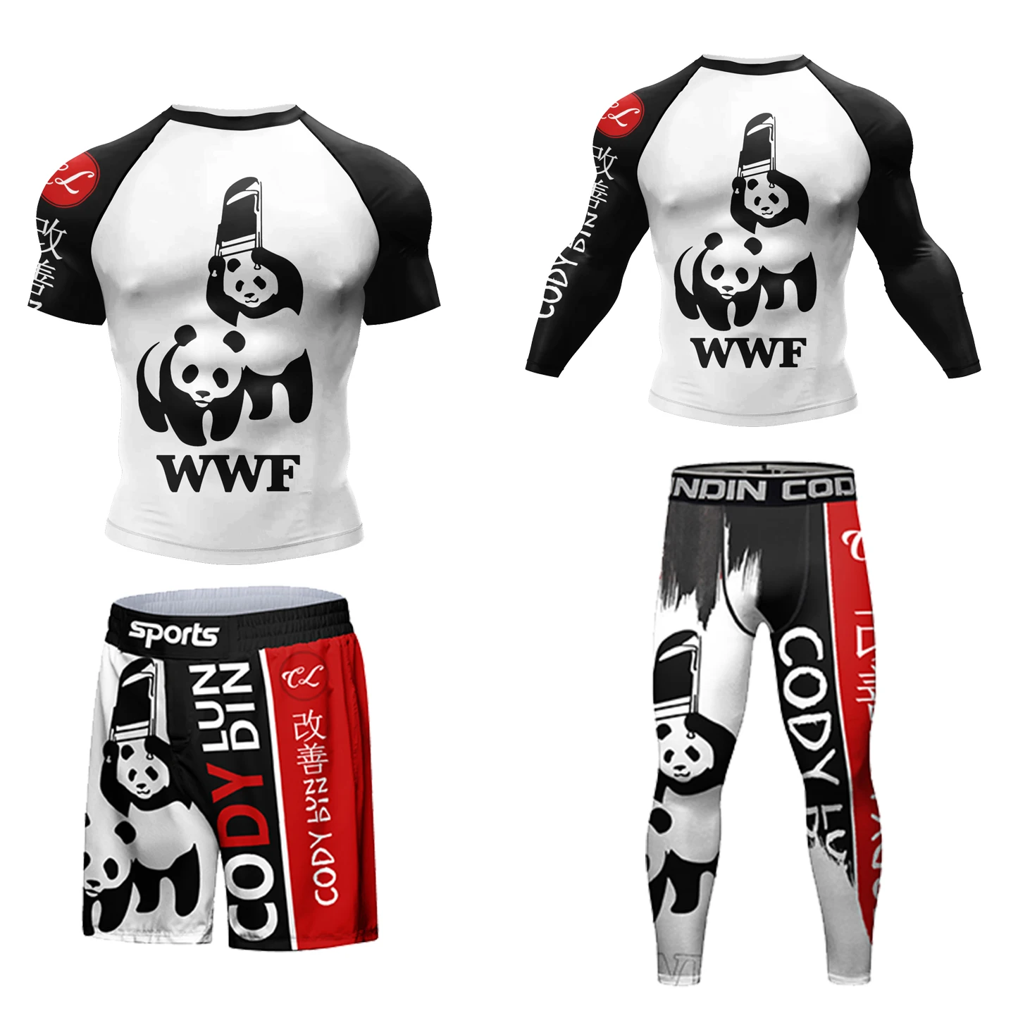 

Cody Lundin Boxing Set Compression Men Sport T-shirts+Pants Rashguard Jitsu Bjj Rash KickBoxing Set Muay Thai Jersey MMA Clothes
