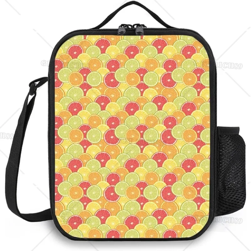 

Colorful Fruits Orange Grapefruit Lemon Reusable Insulated Lunch Bag Cooler Tote Box for Men & Women Work Picnic with Pocket