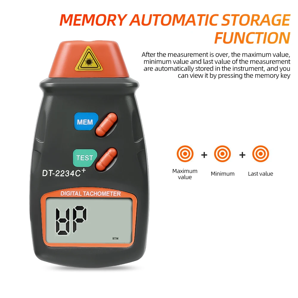 Digital Laser Photo Tachometer Non Contact RPM Tach Laser Tachometer Speed Gauge Revolution Spin 2.5 to 999.9 RPM tachometer gauge engine tachometer tachometer meter
