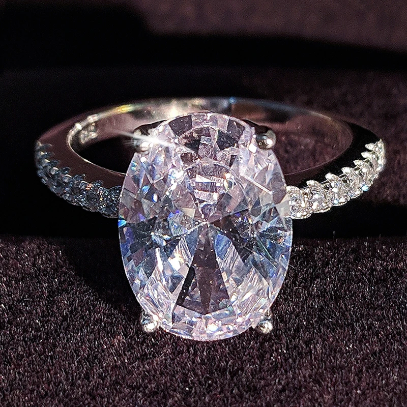 Luxury Oval Pink Silver Color Rings For Women Wedding Engagement Finger Jewelry Unique Personalized Gift R4588 silver ring wedding rings silver rings