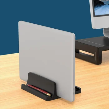 Supporto verticale per laptop da scrivania, supporto per laptop in plastica a doppia fessura con design salvaspazio, supporto per laptop supporta MacBook