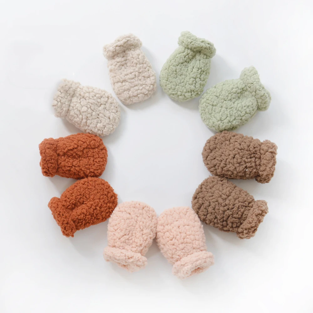 Winter Soft Kids Gloves Solid Thicken Baby Full Finger Mittens Newborn Gloves Fleece Outdoor Toddler Hand Warmer Accessories