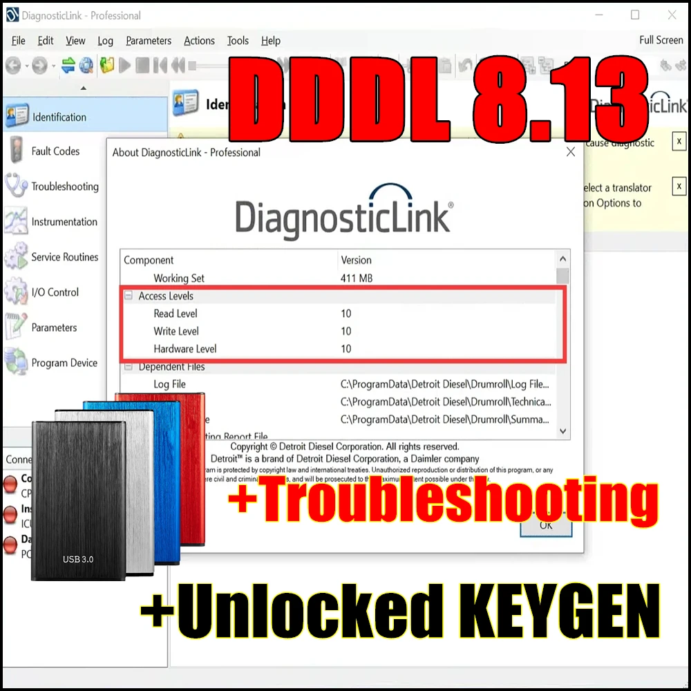 

Детройт дизель диагностическая ссылка DDDL 8,13 профессиональный уровень 10 + отчёт о устранении неисправностей DEC + разблокированный генератор ключей для многих PCs