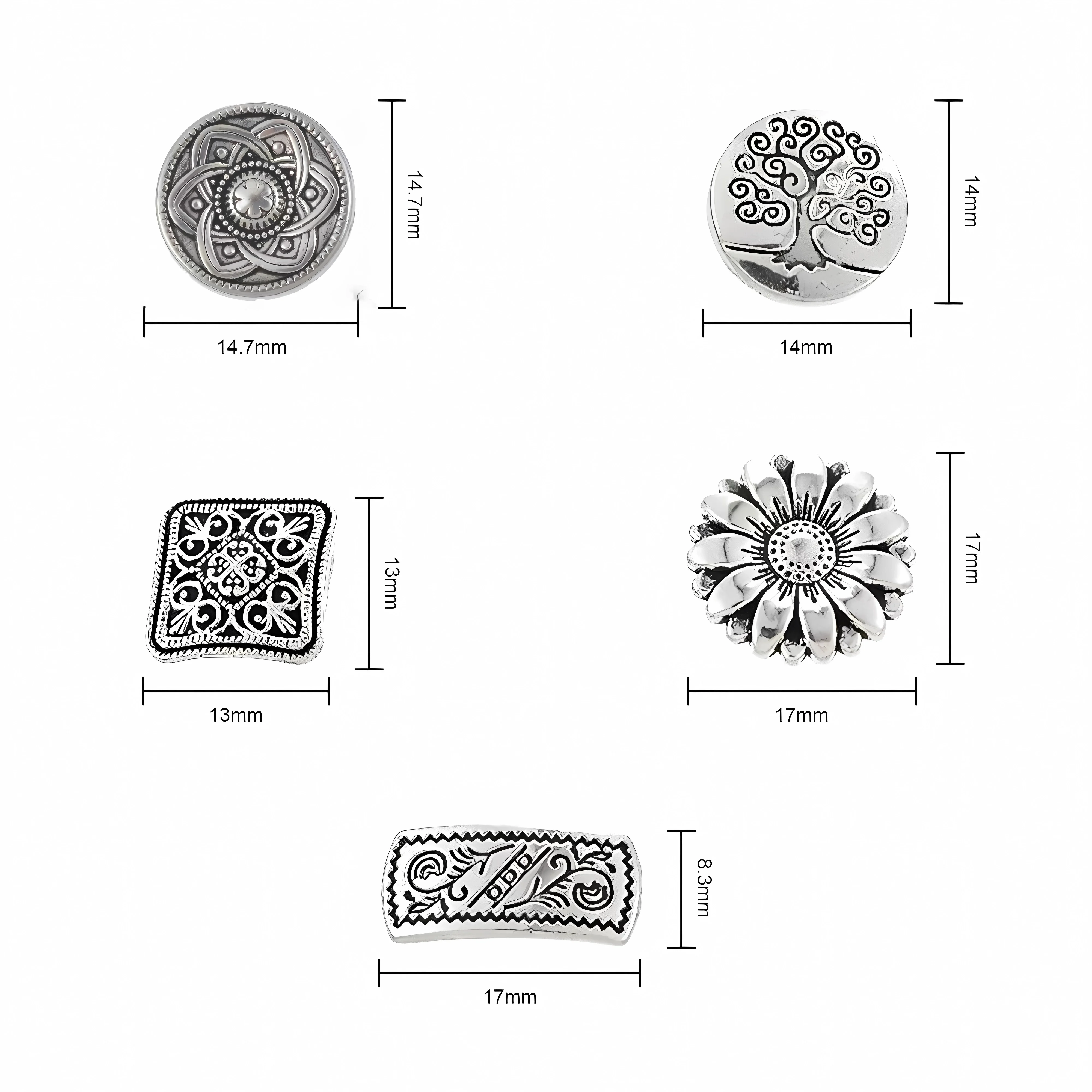 Description Picture 4 of itemCLYAIYLC Mixed Antique Silver Flower Decorative Metal Buttons for Sewing