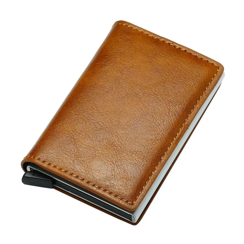 Card Wallet Holders Aluminum Metal Credit Business Mini Card Wallet Carbon Fiber Cardholder Man Women Smart Wallet Business Card Holder Rfid