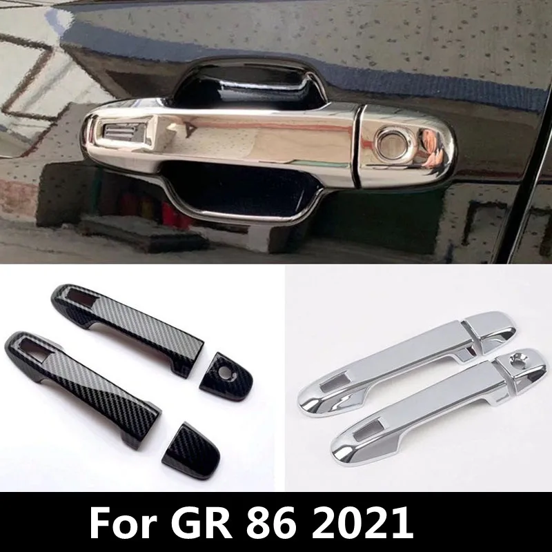 

ABS Chrome Carbon Fiber Door Handle Cover Sticker Molding For Toyota GR 86 Subaru BRZ 2021 2022 Car Styling Accessories
