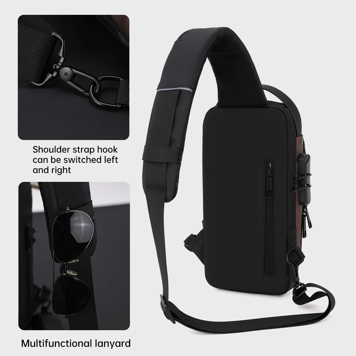 Password Lock Anti-Theft Men's Bag Men's Chest Bag Casual Sports Small Backpack Shoulder Crossbody Bag Motorcycle Bag