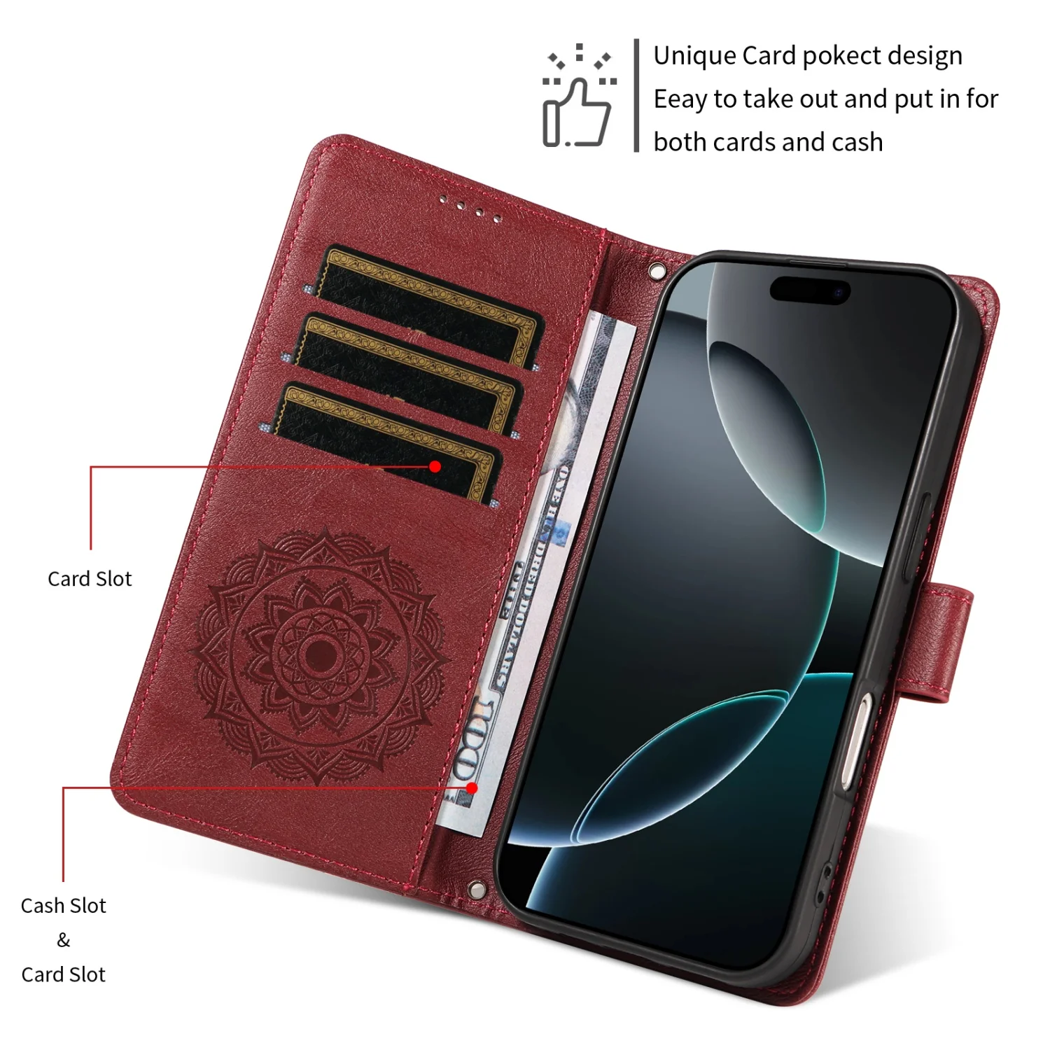 Premium PU Leather Flip Wallet Cover - Luxury Holder Case