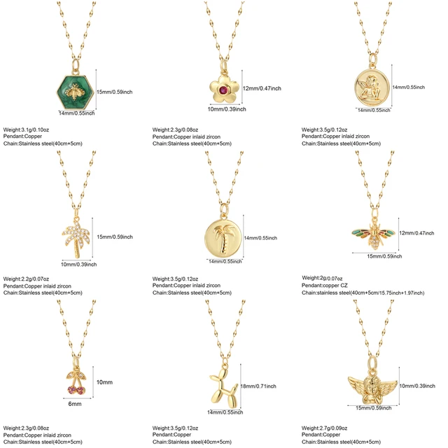 Cute Heart Flower Necklace for Women ButterflyGold Color Pendant Long Stainless Steel Chains Choker New in Collares 3