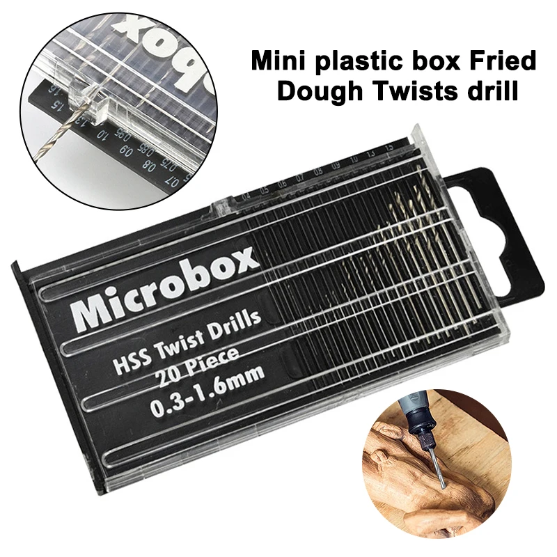 Full Grinding Mini Twist Drill 0.3-1.6mm 20PC Set Woodworking Plastic PVC Circuit Board Micro Drilling Tool Image 2