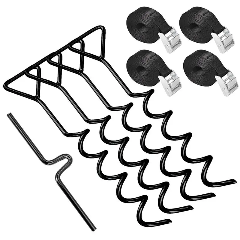 

Heavy Duty Ground Anchors Trampoline Anchor Kit High Wind Ground Stakes Spiral Stake Windproof Tie Down Anchors For Garden Sheds