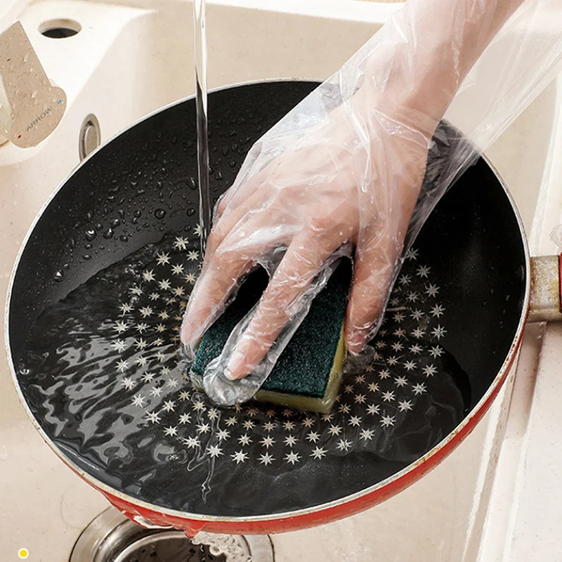10pcs/bag Disposable Arm Guard Gloves Kitchen Household Cleaning Waterproof Elastic Drawstring Lengthened PE Long-Arm Gloves