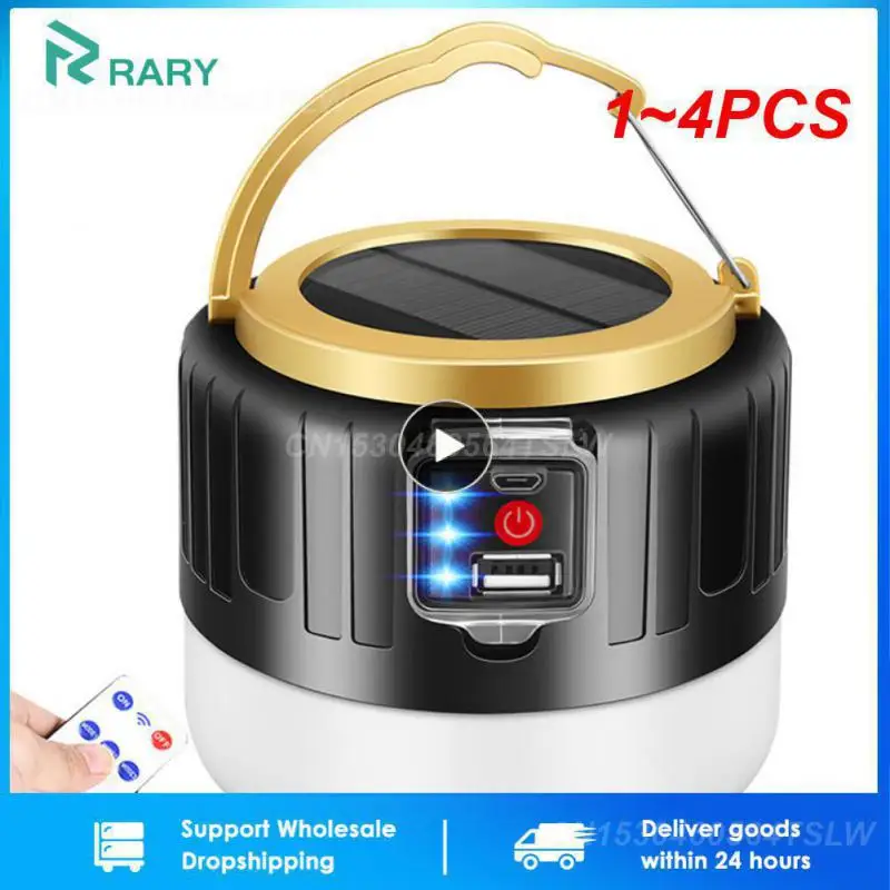 

1~4PCS High Power Solar LED Camping Light Rechargeable USB Light Bulb Camping Lantern Emergency Lamp Battery Light Bulb for BBQ