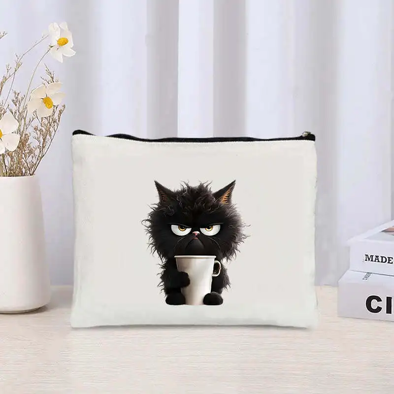 2PC Cute Kitten Cat Pattern Printed Women Shoulder Bag Kawaii Shopper Shopping Canvas Bag Shoulder Bag Fashion Girl Handbags 3