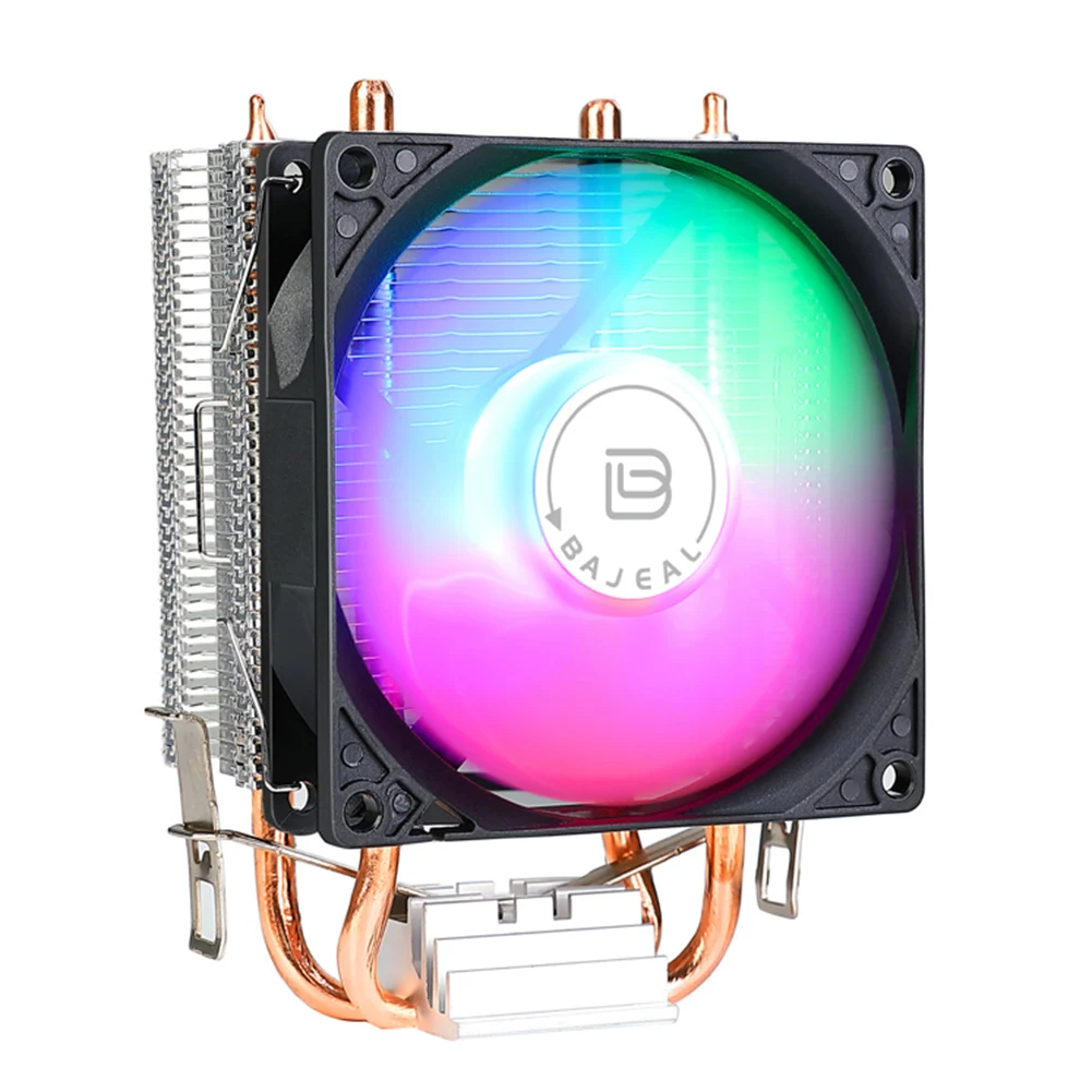 CPU 에어 쿨러, 히트 파이프 2 개, 조용한 레인보우 RGB 냉각 선풍기, CPU 냉각 선풍기, 인텔 LGA775, 1150, 1151, 1155, 1156/1200, AMD AM2 용