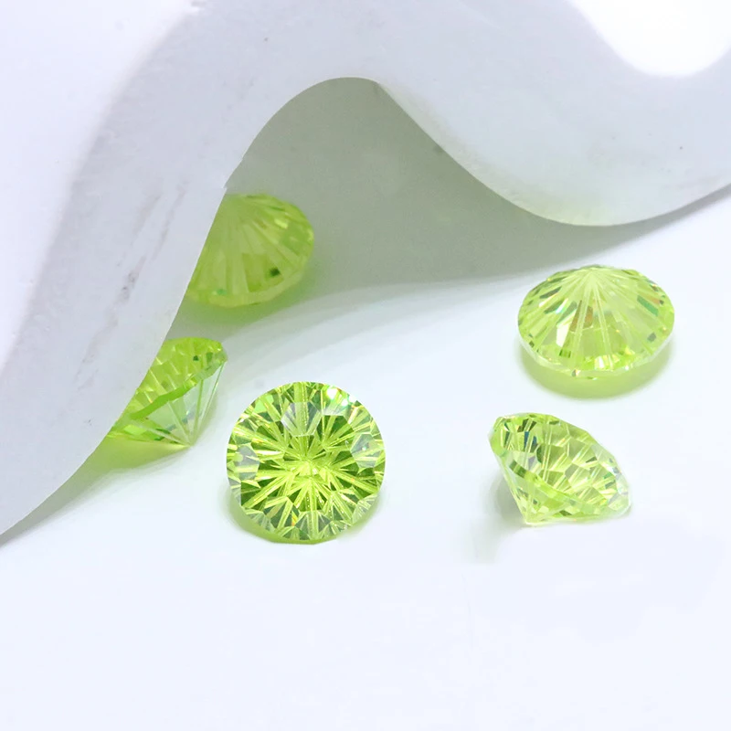 5pcs/bag 8x8mm High Quality Round Apple Green Smokey Cut Cubic Zirconia for Jewellery Making and DIY Accessories